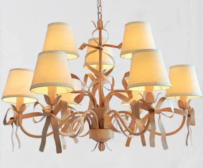 Pink ribbon chandelier for elegant children's bedroom - vue 9 sur 14