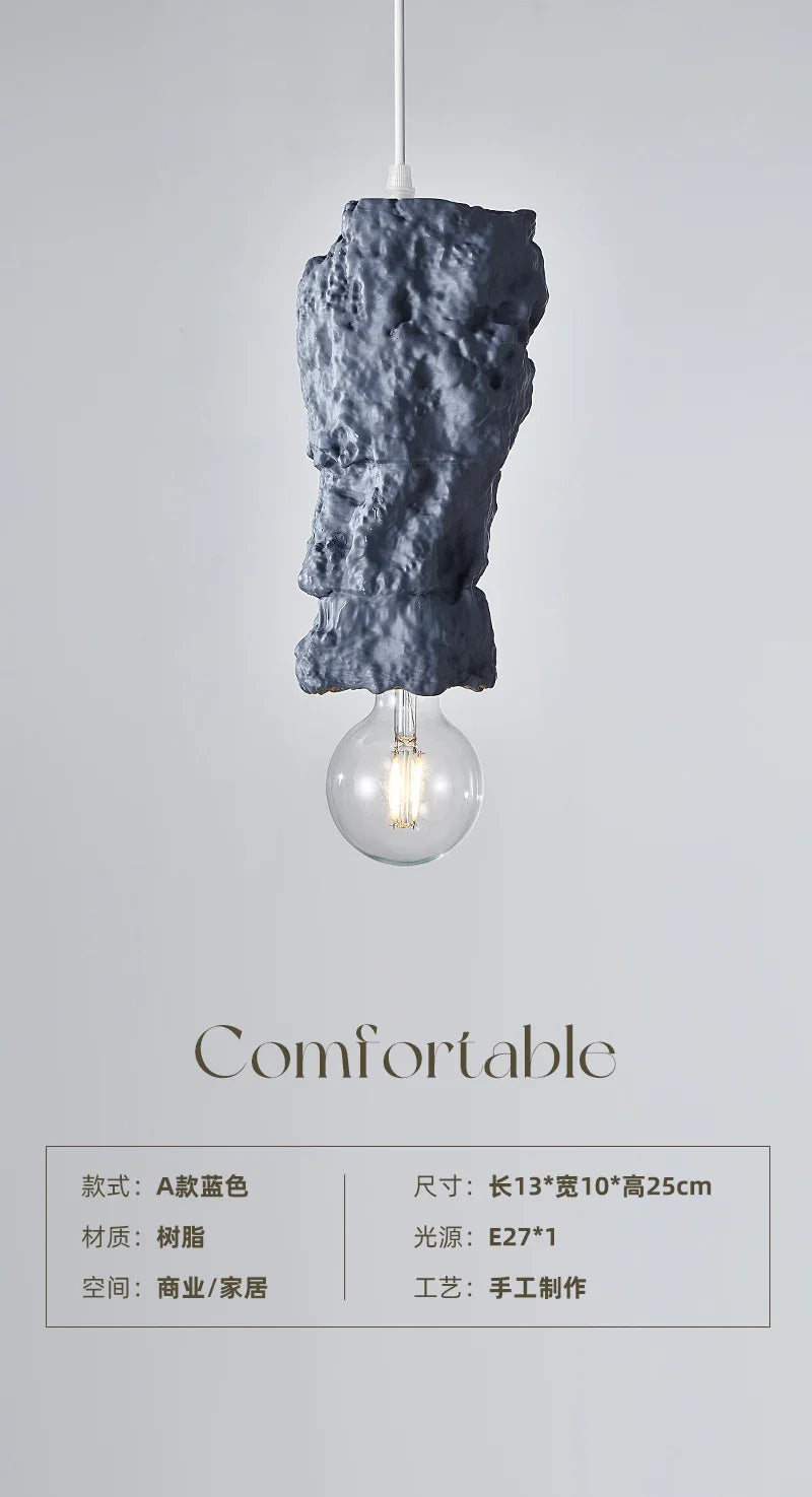 Wabi-sabi resin pendant light decorative indoor fixture - vue 9 sur 9