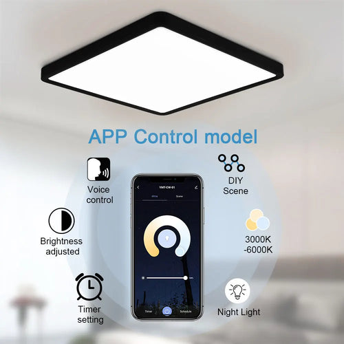 Tuya smart LED ceiling light with app and voice control, Alexa and Google compatible, remote control for living room and bedroom - vue 3 sur 22