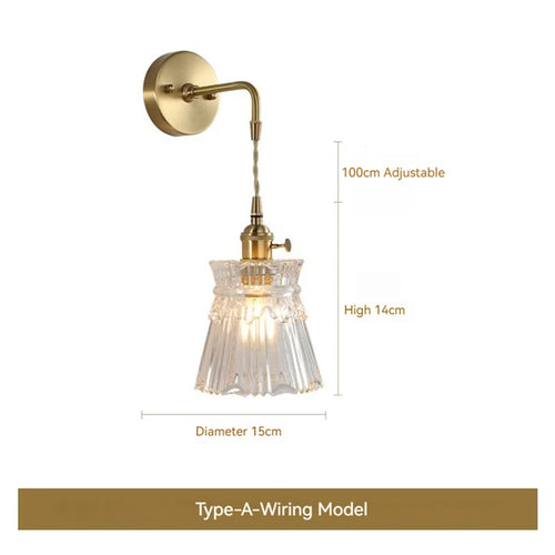 Brass and glass LED wall light for interior decor - vue 14 sur 23