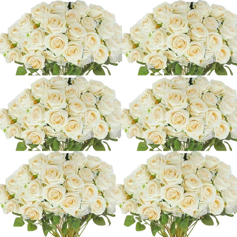 Set of 50 artificial silk roses for decoration and festive events - vue 20 sur 24