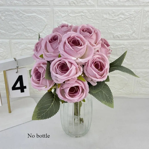 Bouquet of 10 decorative artificial silk roses for events - vue 9 sur 14