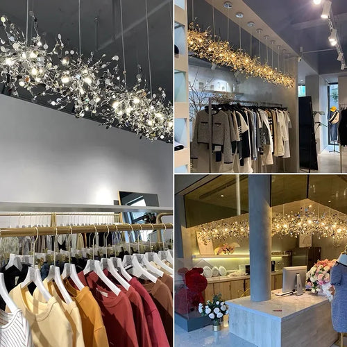 Modern stainless steel chandelier for restaurant and shop - vue 7 sur 24
