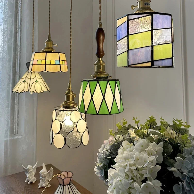 handmade tiffany style glass chandelier for home decor