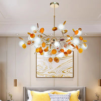 Natural agate LED ceiling light for romantic interior decoration