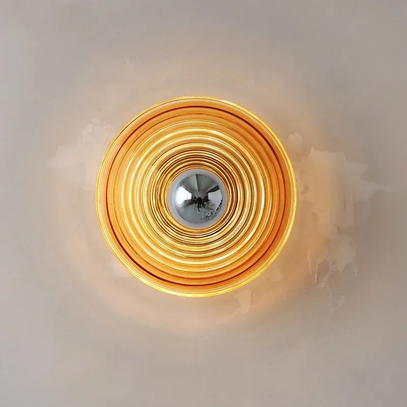 Retro corrugated glass LED wall light for track cabinets
