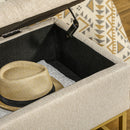 linen upholstered storage bench with practical and elegant folding cover