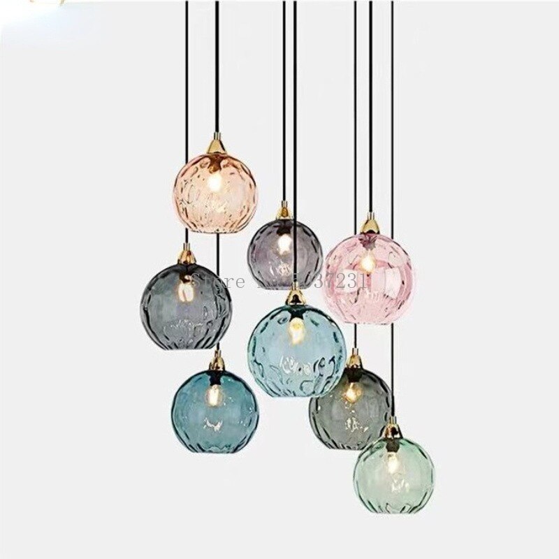 Modern nordic coloured glass chandelier with water grain effect