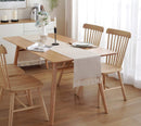 Beige embroidered linen table runner, rustic style