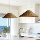 Zen conical bamboo rattan pendant light
