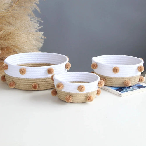 cotton rope storage baskets for home organization - vue 5 sur 7