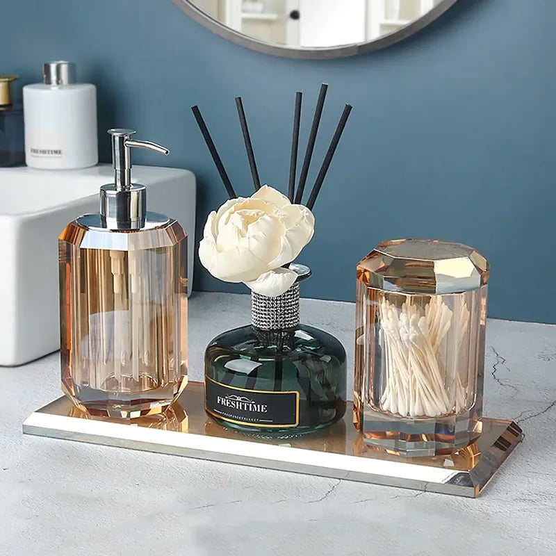 distributeur de savon en verre luxe pour salle de bain - vue 3 sur 15