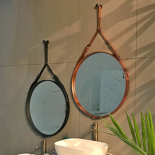 round decorative wooden mirrors for interior decoration - vue 5 sur 7