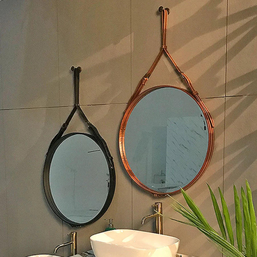 round decorative wooden mirrors for interior decoration - vue 4 sur 7