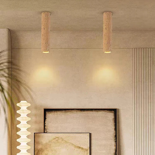 Cylindrical natural stone ceiling light - vue 6 sur 8