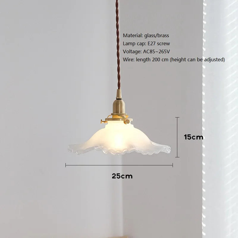Nordic vintage glass and brass pendant light