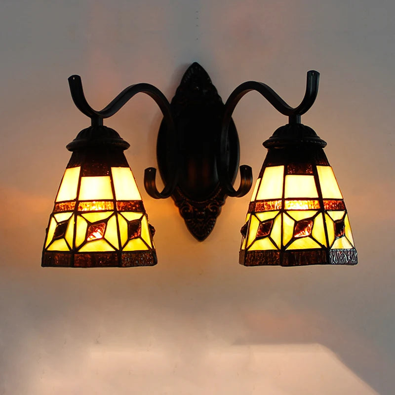 Vintage stained glass wall light for interior decoration
