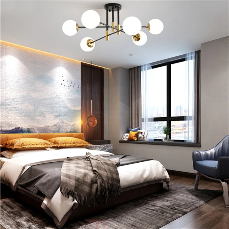 Modern Nordic LED chandelier with glass balls