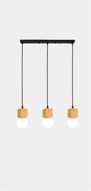Vintage oak wood pendant light modern design - vue 12 sur 15