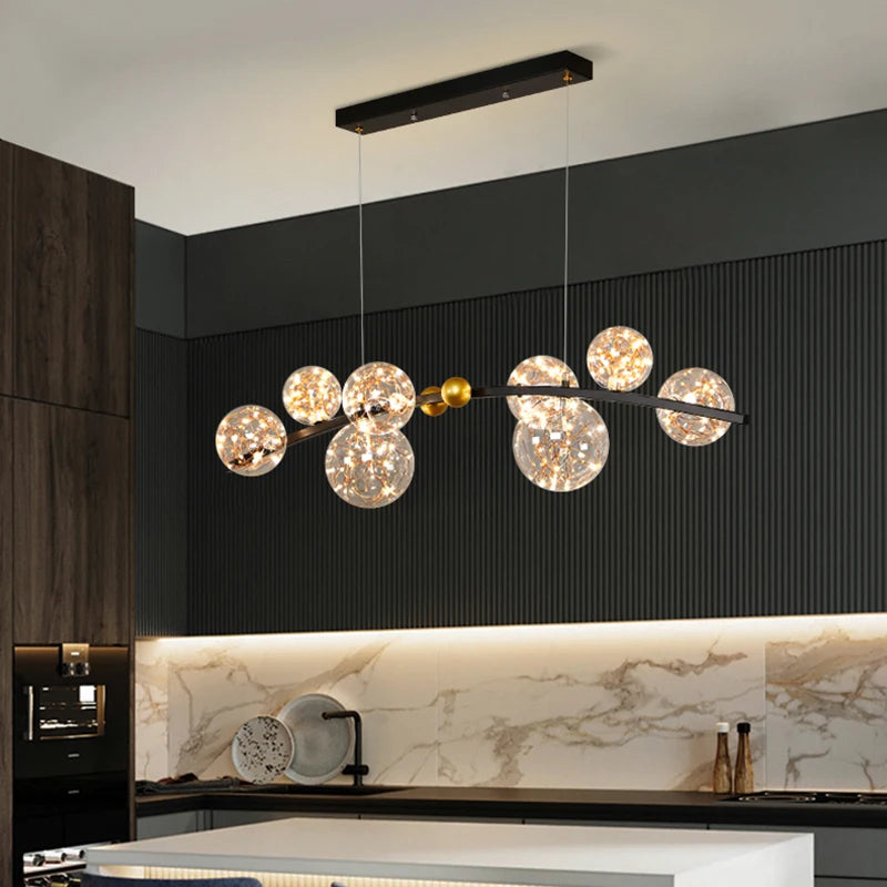 Designer glass LED chandelier for decorative indoor lighting - vue 4 sur 6