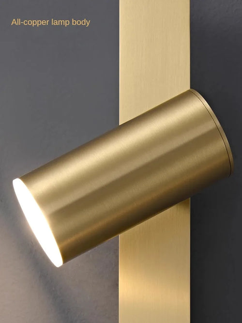Minimalist luxury copper wall light with LED strip - vue 6 sur 8