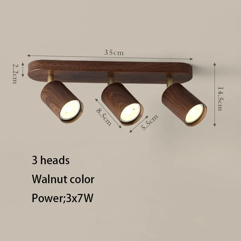 Surface mounted LED spotlight with replaceable bulb and adjustable heads