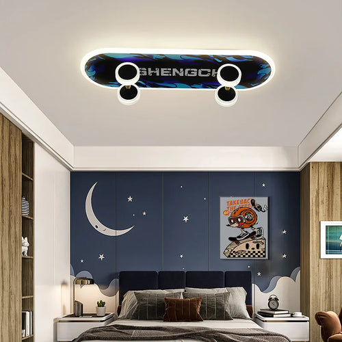 Dimmable skateboard ceiling light for children's bedroom - vue 5 sur 19