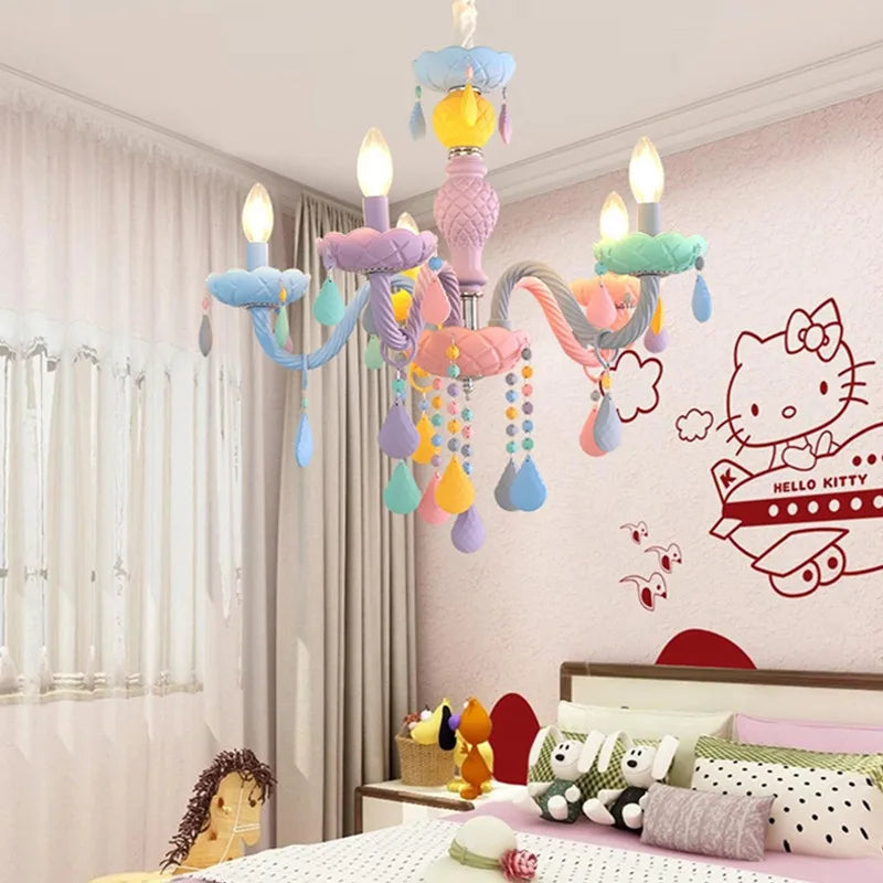 Kawaii crystal rainbow chandelier for children's bedroom decor