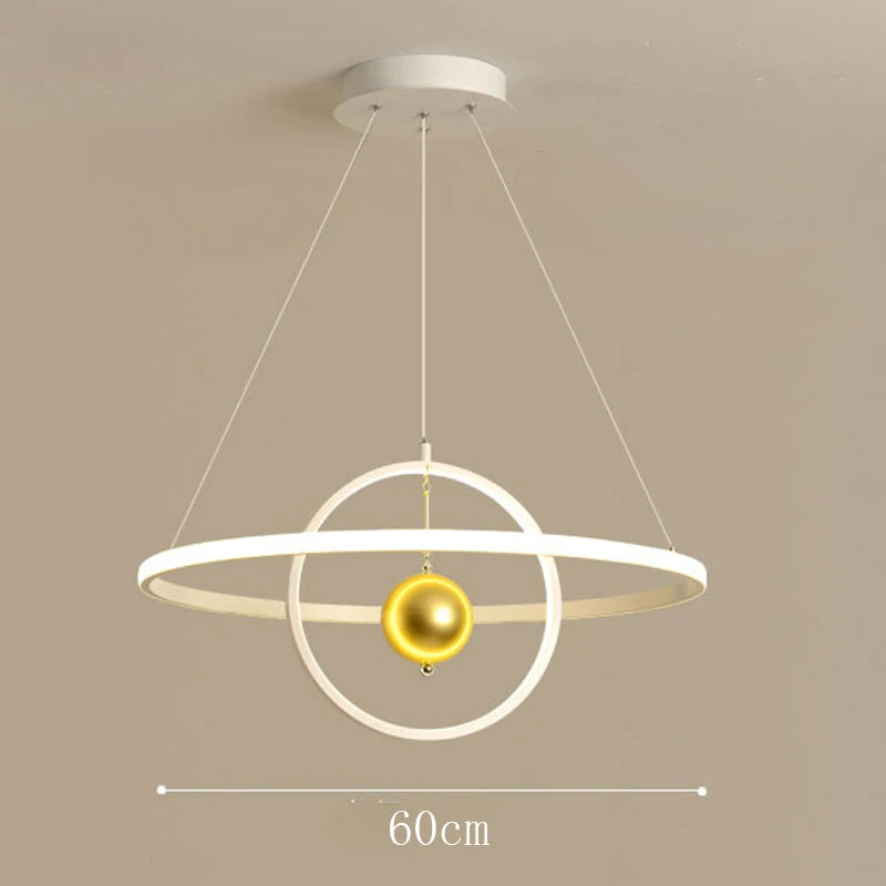 lustre circulaire en boule de fer avec luminaires led pour décoration