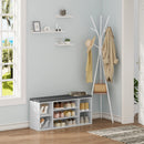 shoe storage bench with cushion and practical compartments