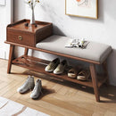 wooden shoe cabinet with drawers and built-in bench