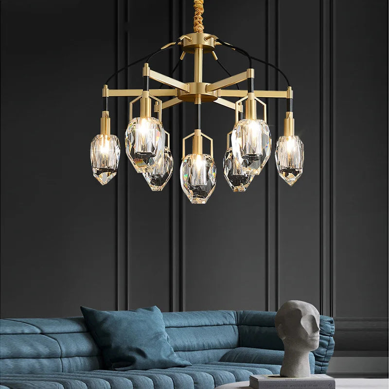 Modern crystal chandelier with designer lampshade