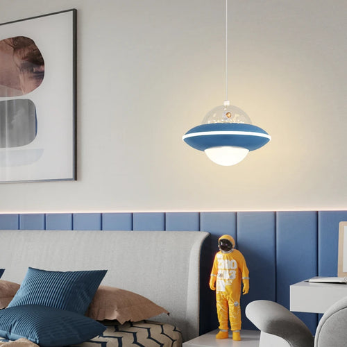 Modern Nordic UFO cartoon pendant light for boys - vue 3 sur 12