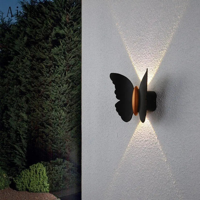 Decorative waterproof butterfly wall light for outdoor use