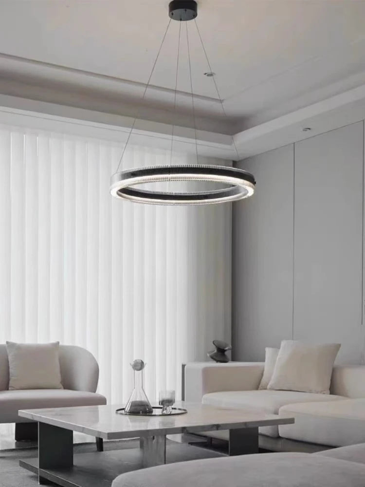 Minimalist circular glass pendant light creative aluminium design