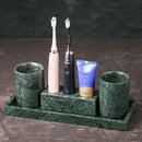 organized marble bathroom accessory set