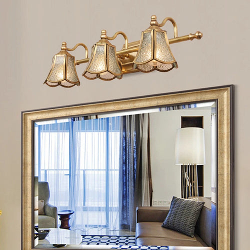 Gold metal double glass wall light - vue 3 sur 7