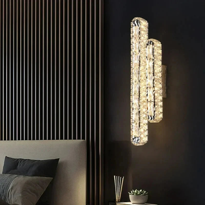 Modern oval LED crystal wall light for interior decoration - vue 6 sur 14