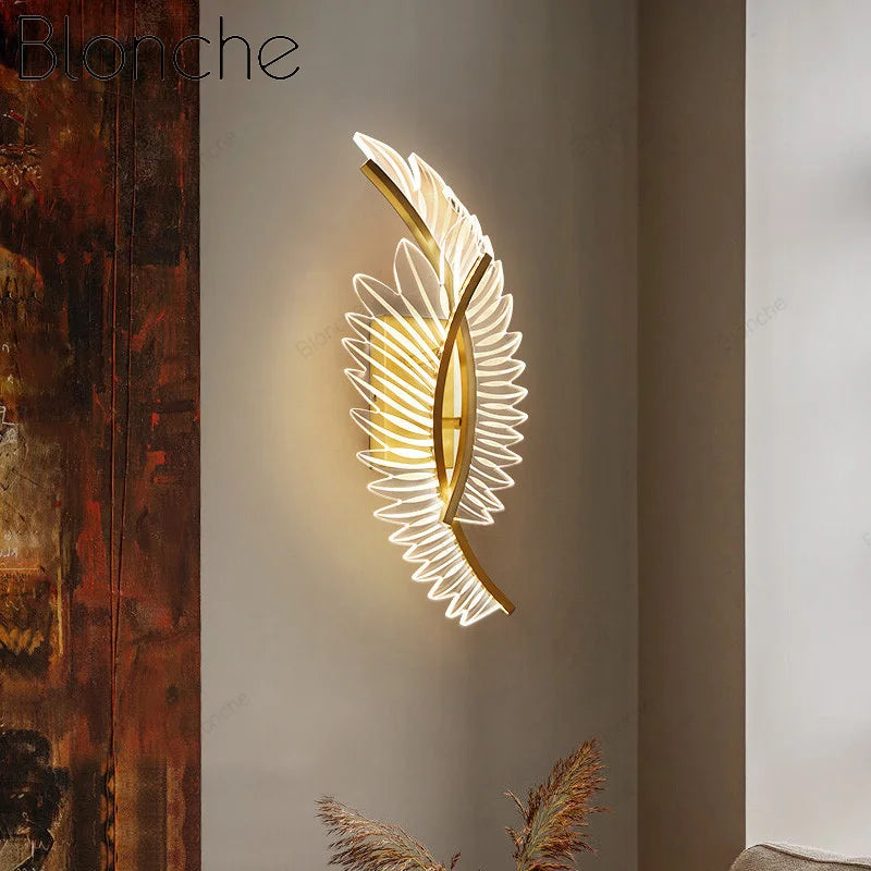 Creative gold wing wall light for indoor use