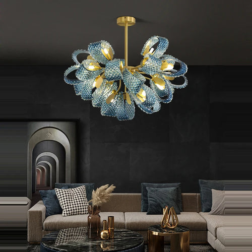 Artistic crystal glass chandelier with gold LED - vue 5 sur 21