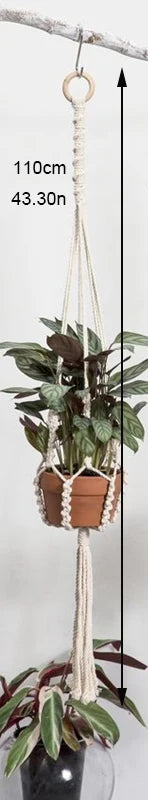 handmade macrame hanging plant holder made of natural cotton - vue 14 sur 23