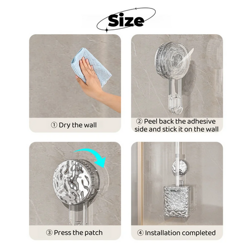 Suction cup glacier pattern toilet brush with long handle and wall mount - vue 7 sur 8