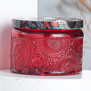 embossed glass candle jar with lid for aromatherapy