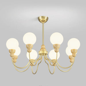 Retro glass and wood pendant lamp for an elegant interior