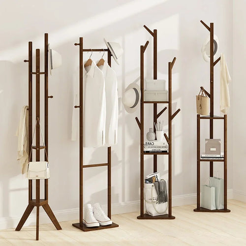 multifunctional bamboo coat rack for modern clothes - vue 2 sur 15