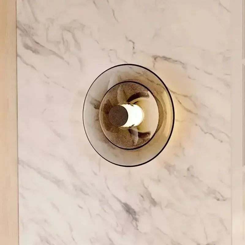Minimalist modern glass and gold wall light