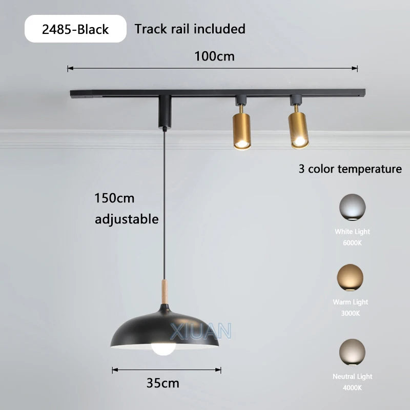 Wabi-sabi retro metal and wood pendant light for shop - vue 17 sur 17