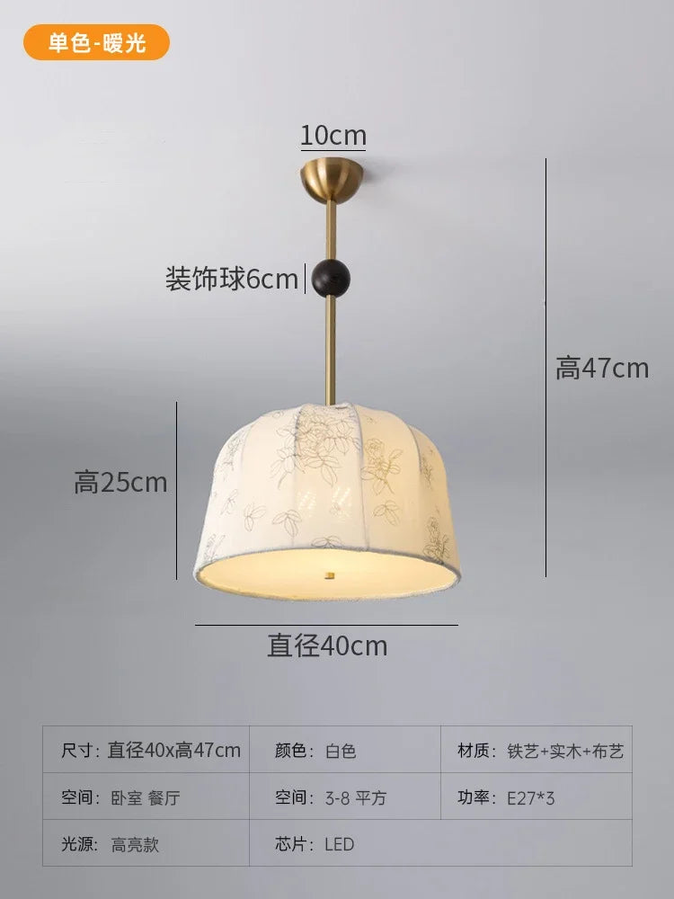 Solid wood study lamp with nanyang pattern and retro romantic chandelier - vue 9 sur 11
