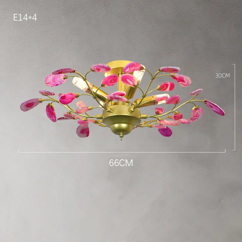 Natural agate LED chandelier ideal for romantic décor - vue 10 sur 15