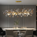 Nordic design chandelier with enamelled glass leaves for hotel, living room, dining room, bedroom, art hall decoration